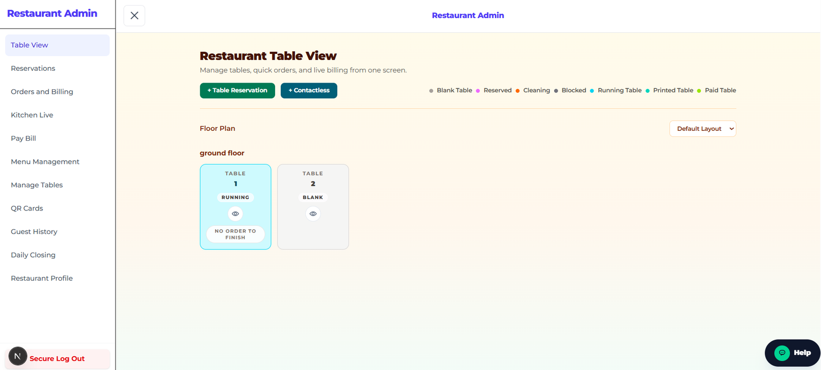 POS billing software dashboard